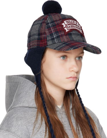 Шапка Dolce & Gabbana Dolce&Gabbana Tartan Wool-Blend Baseball Cap with Earflaps Тъмно синьо | LB5H44 FQMFZ, 1