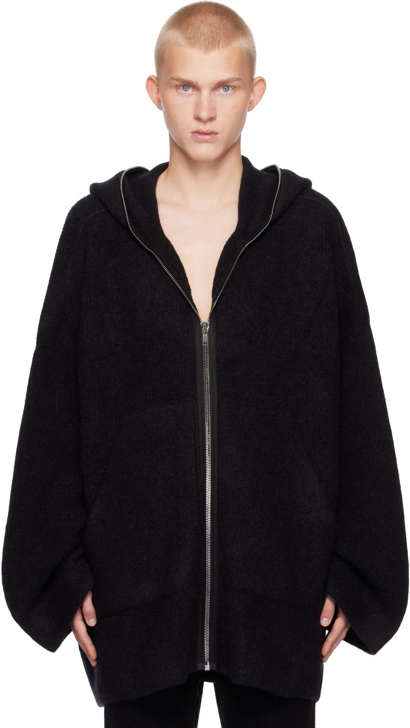 Суитчър Rick Owens Alpaca Knit Hoodie Черно | RR02D6689 KWP