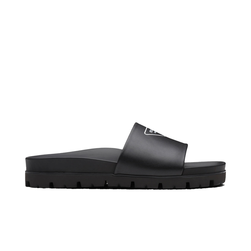 Кецове и обувки Prada Logo Leather Slide Черно | 2X3060_A21_F0002