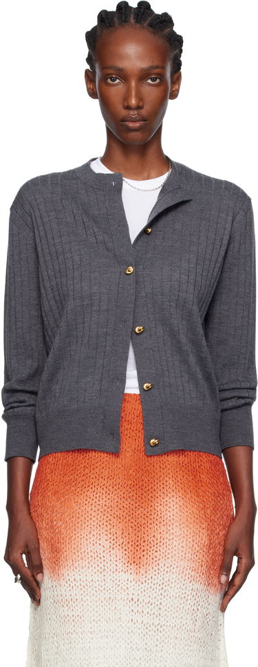 Пуловер Bottega Veneta Bottega Veneta Wool Rib Knit Cardigan Сиво | 835337 V5L70, 0