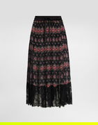 Small Flower Bouquets-print Pleated Chiffon Skirt