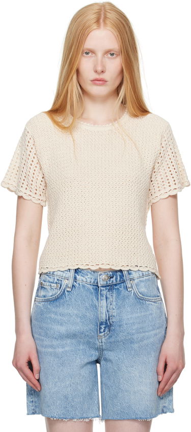 Тениска rag & bone rag & bone Khloe Open Knit Short Sleeve T-shirt Бежово | WAS25P016BR16, 0