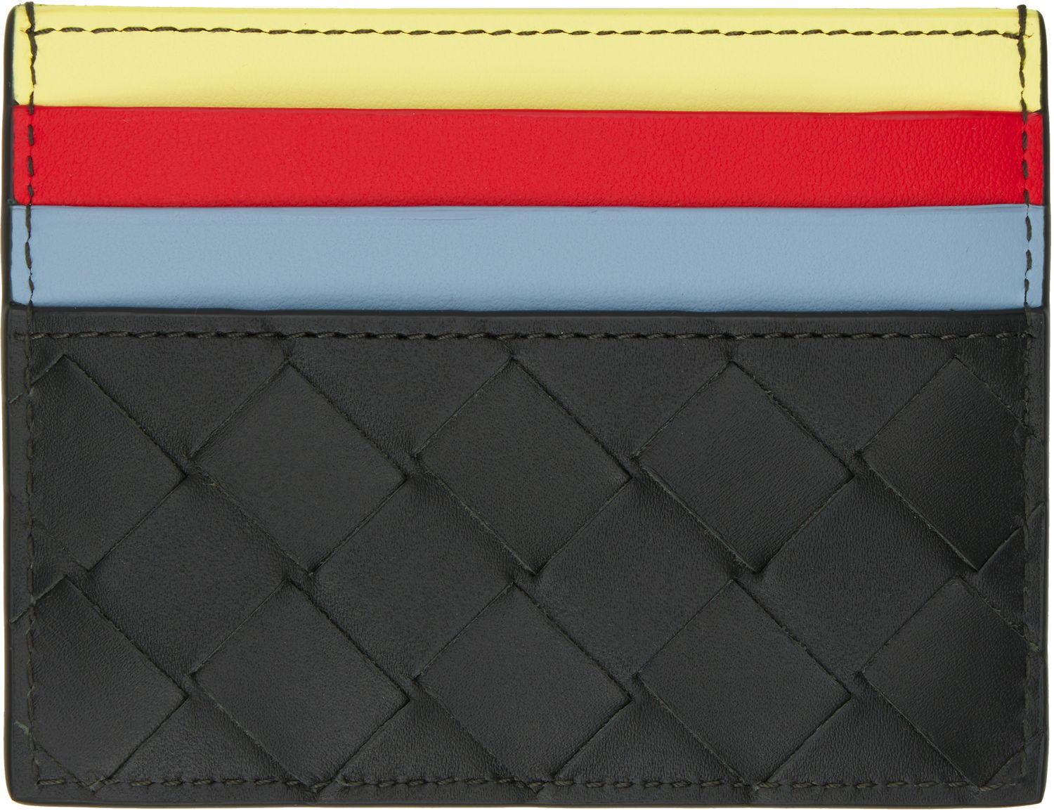 Портфейл Bottega Veneta Intrecciato Multicolor Leather Card Holder Черно | 796387 VCPQG 3483, 0