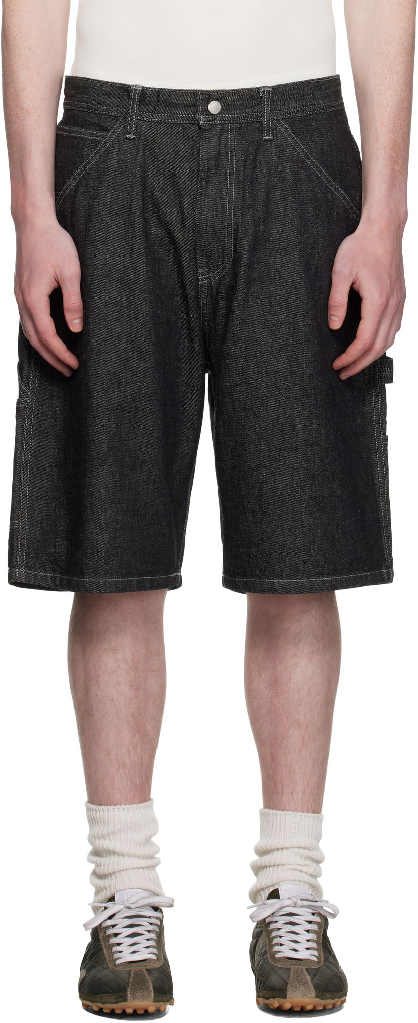 Къси панталони Neighborhood Neighborhood Painter Denim Shorts Черно | 251AQNH-PTM04