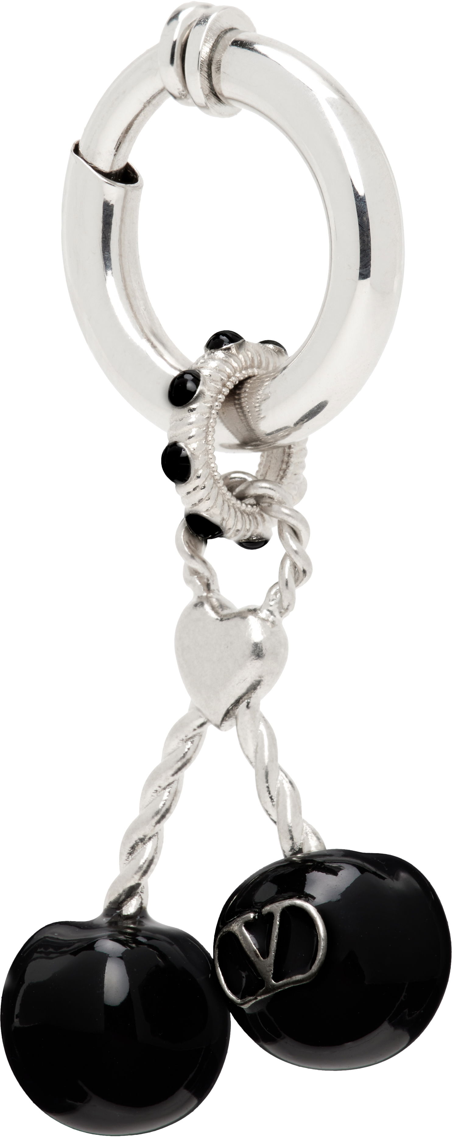 Обеци Valentino Valentino Garavani Chez Valentino Silver-Tone & Black Onyx Cherry Clip-On Single Earring Металик | 7Y2J0AK1MJP, 1