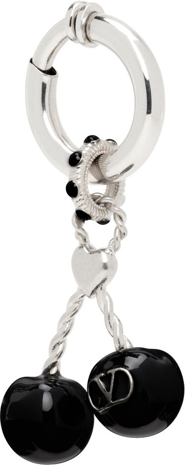 Обеци Valentino Valentino Garavani Chez Valentino Silver-Tone & Black Onyx Cherry Clip-On Single Earring Металик | 7Y2J0AK1MJP, 1