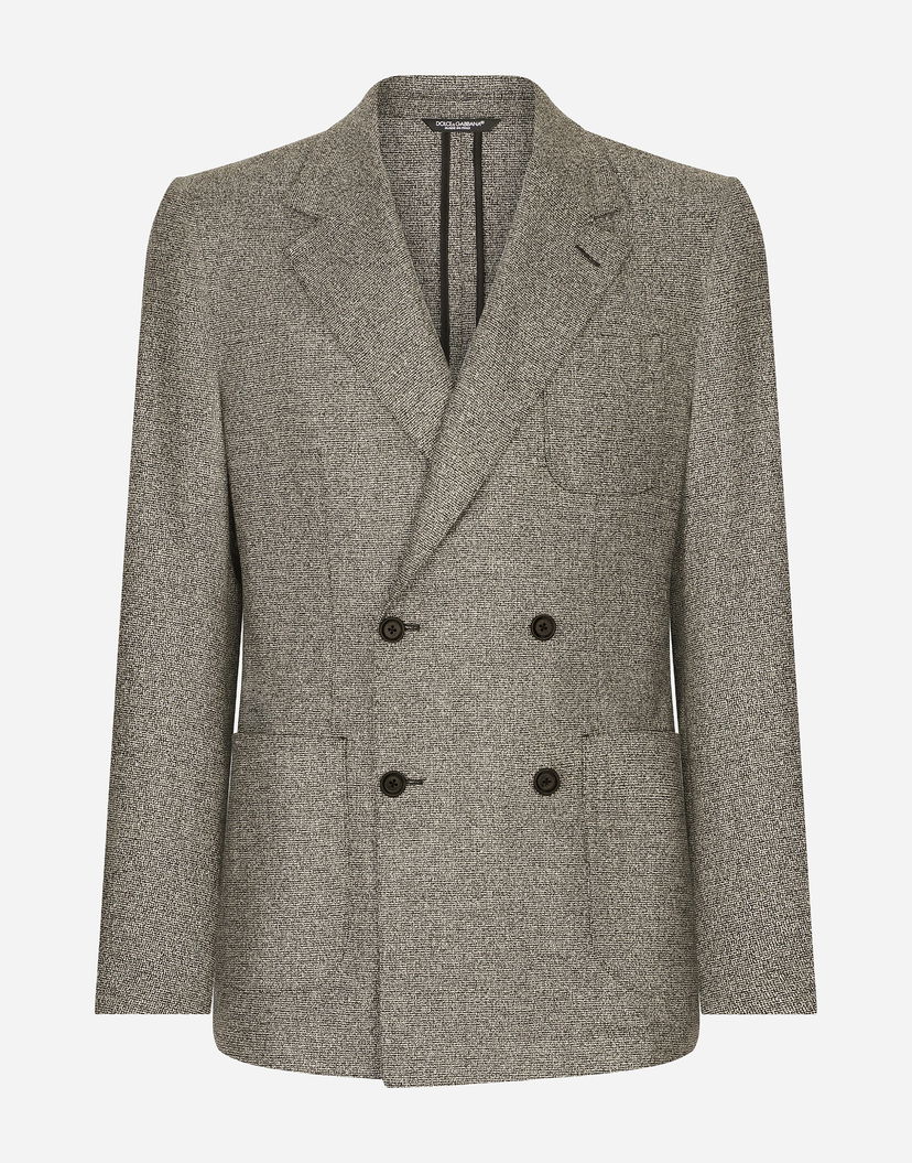 Яке Dolce & Gabbana Double-breasted Portofino-fit Stretch Flannel Jacket Сиво | G2TW3TFMCA0S8290