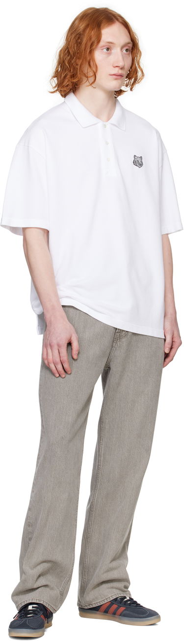 Поло тениска MAISON KITSUNÉ Maison Kitsuné Fox Head Patch Oversize Polo Бяло | OM00213KJ7010, 3