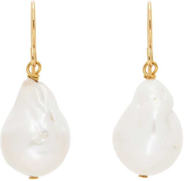 Pearl Grainy Earrings "Gold & White"