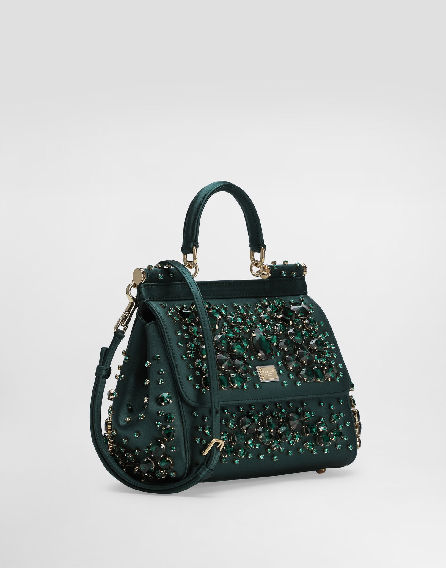 Дамска чанта Dolce & Gabbana Medium Sicily Embellished Handbag Зелено | BB6003C9S4880557, 1