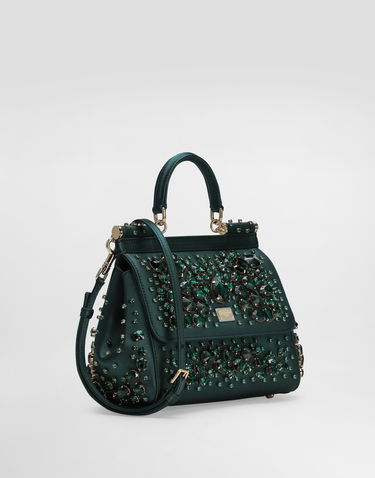 Дамска чанта Dolce & Gabbana Medium Sicily Embellished Handbag Зелено | BB6003C9S4880557, 1