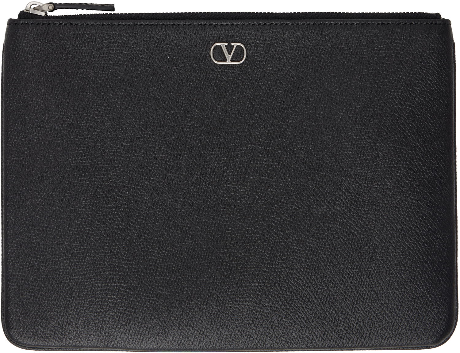 Портфейл Valentino Valentino Garavani VLogo Signature Grainy Calfskin Pouch Черно | 6Y2P0V10UAG, 0