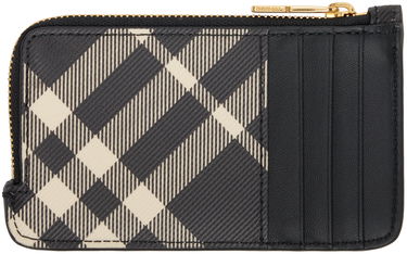 Портфейл Burberry Black & Beige Check Zip Card Holder Черно | 8095119, 1