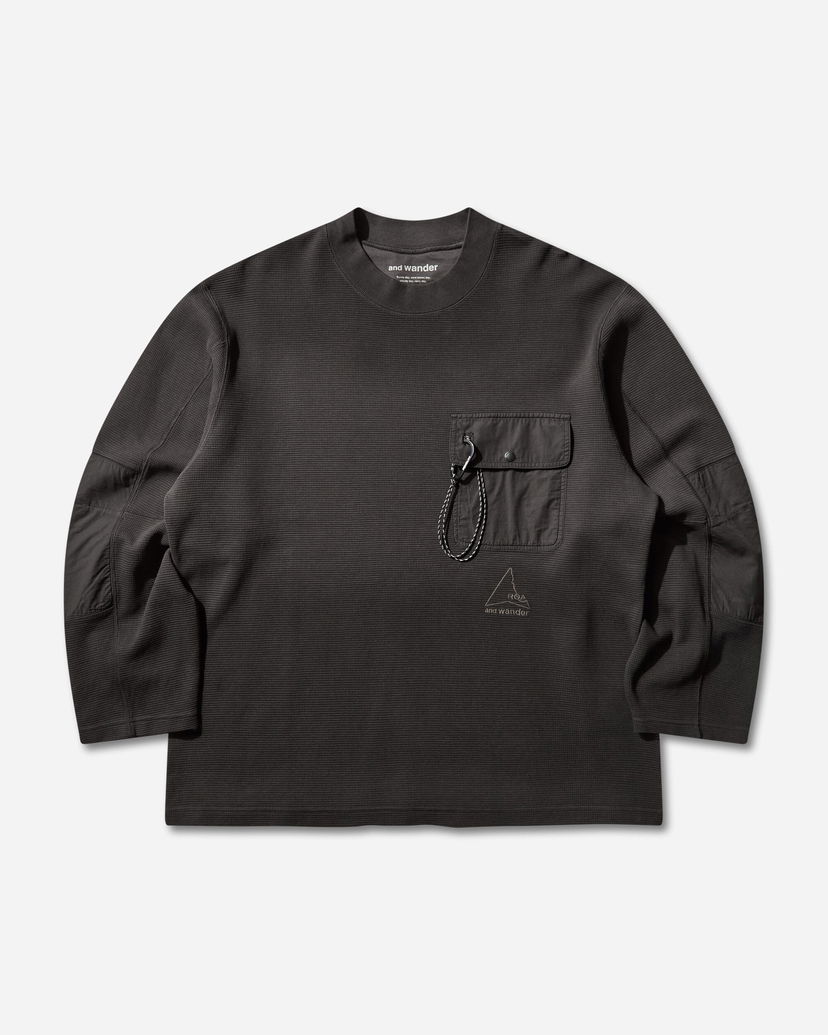 Риза ROA Garment-Dyed Waffle Knit Long-Sleeve with Utility Chest Pocket Черно | 5745284539 10