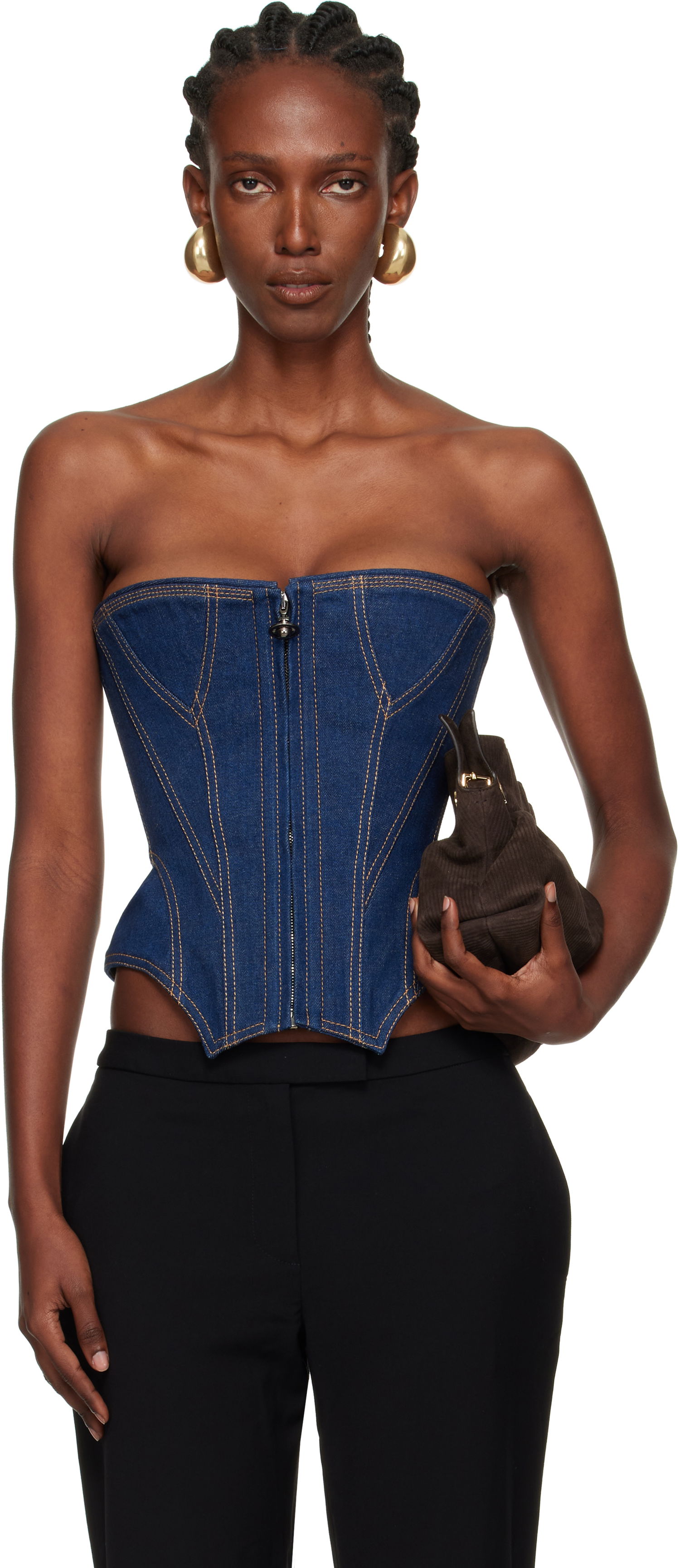 Сутиен Vivienne Westwood Vivienne Westwood Cobrax Denim Corset Top Синьо | 15030040-W0162-, 0