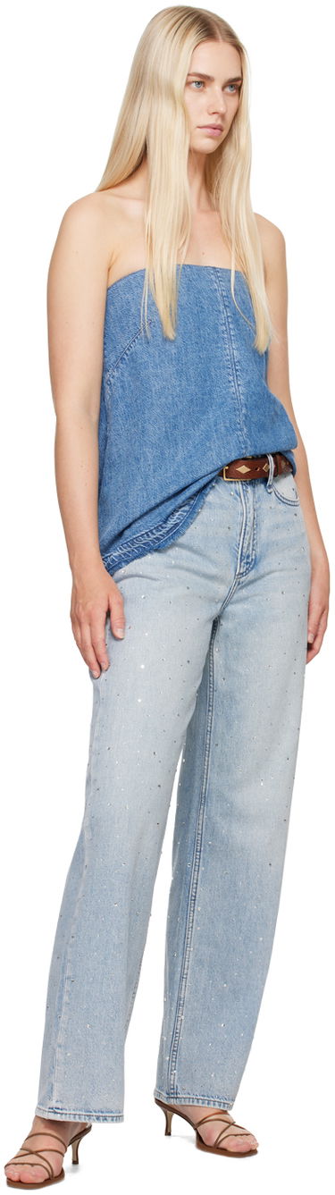 Потник rag & bone Rag & Bone Women's Aurora Denim Tube Top Синьо | WDD24P1470FQDE, 3