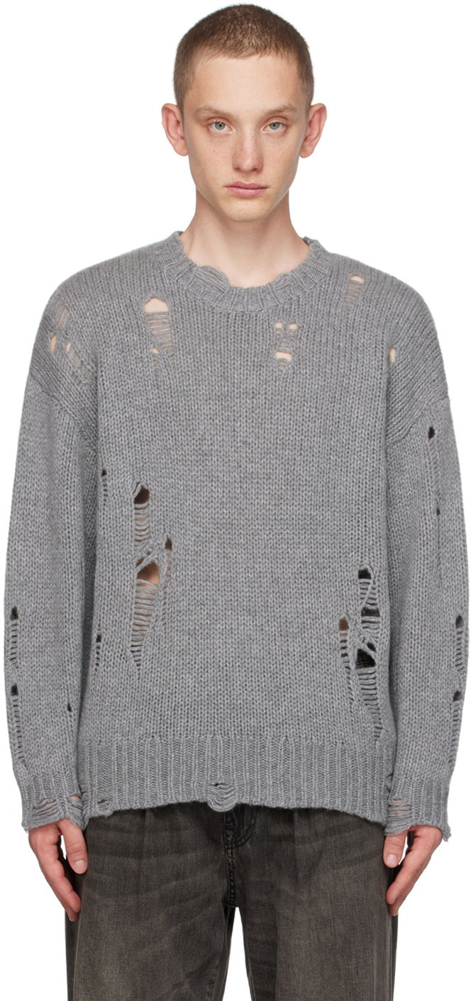 Пуловер R13 R13 Distressed Knit Sweater Сиво | R13WY089-Y003B, 0