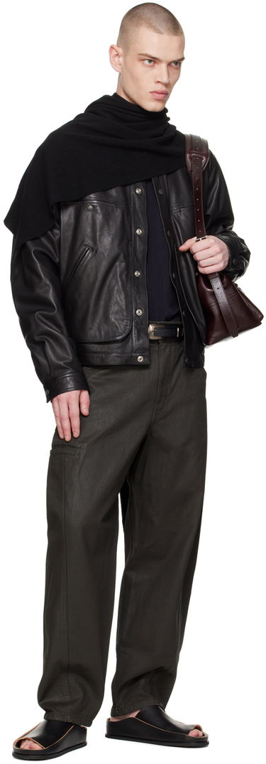 Яке бомбър LEMAIRE Lemaire Stand Collar Leather Jacket Черно | OW1057 LL0068, 3