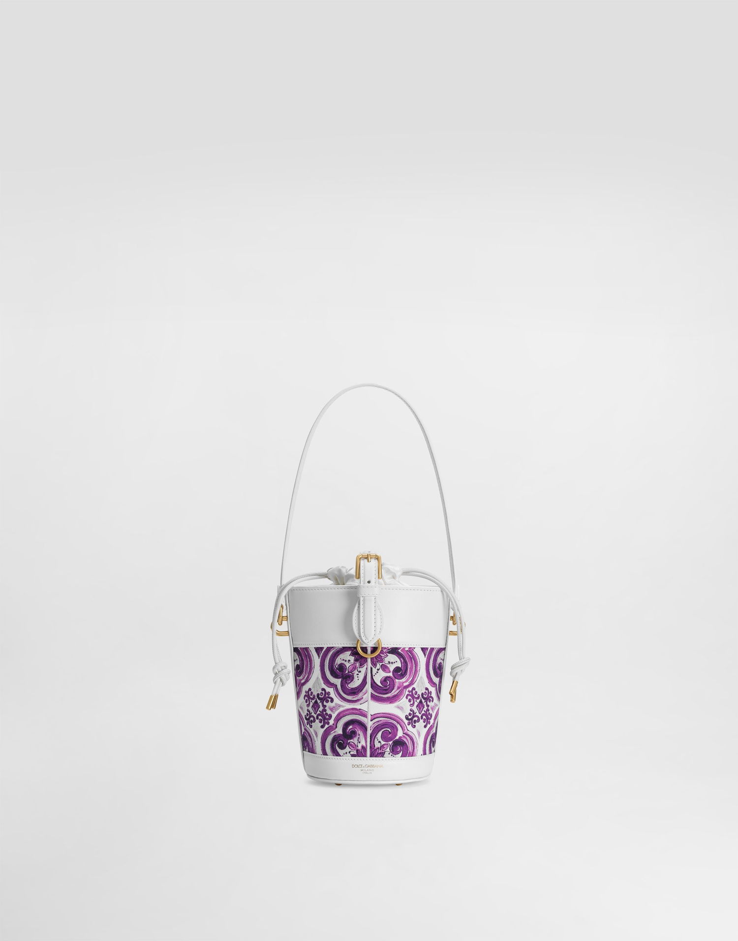 Дамска чанта Dolce & Gabbana Dolce & Gabbana Capri Majolica-Print Bucket Bag Бяло | BB7816AO514I03TN, 0