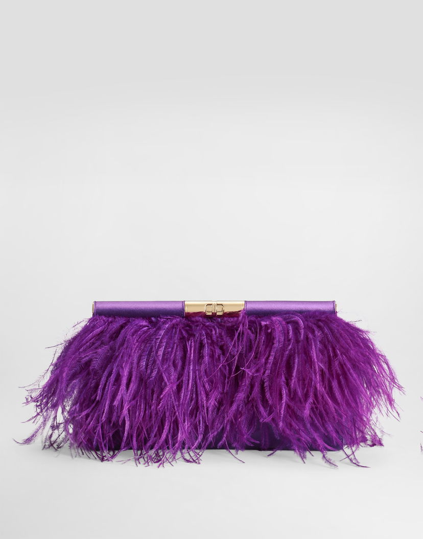 Чанта през рамо Dolce & Gabbana Marlene Satin and Feather Shoulder and Crossbody Bag Лилаво | BB7672AO21687623