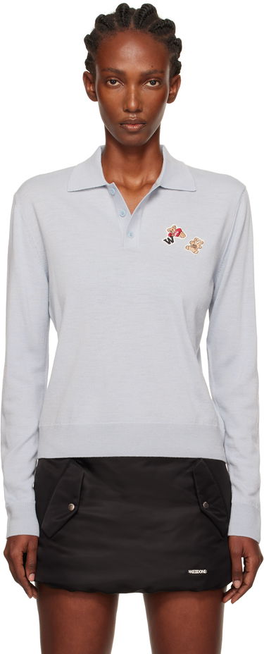 Поло тениска We11done We11done Double Patched Knit Polo Синьо | WD-KT2-25-679-W-GY, 0