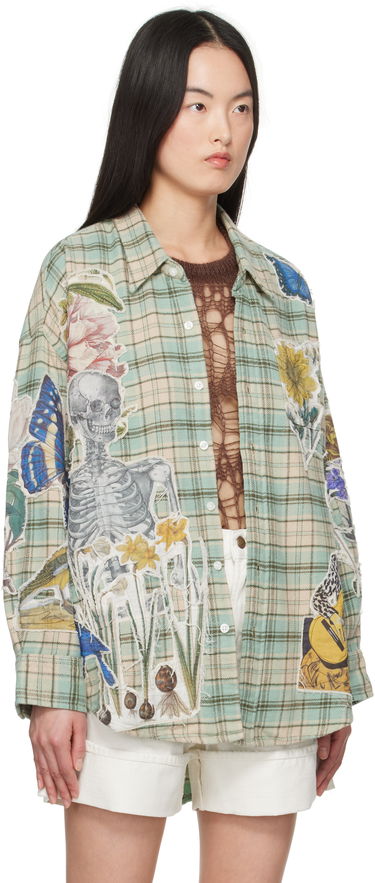 Риза R13 R13 Drop Neck Applique Plaid Shirt Зелено | R13WR004-R483B, 1