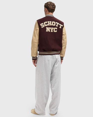 Яке Schott NYC Varsity Jacket Бургунди | LC8705-BORDEAUX-BEIGE, 2