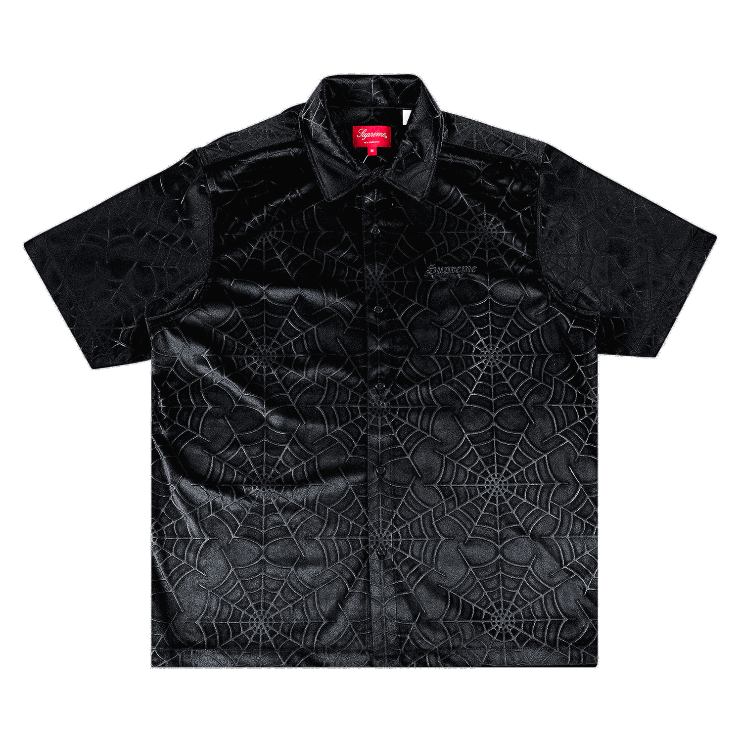 Риза Supreme Spider Web Velvet Short-Sleeve Shirt Черно | FW21S29 BLACK, 0