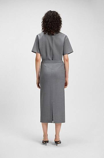 Пола BOSS Melange Virgin Wool Pencil Skirt Сиво | 50541977, 1