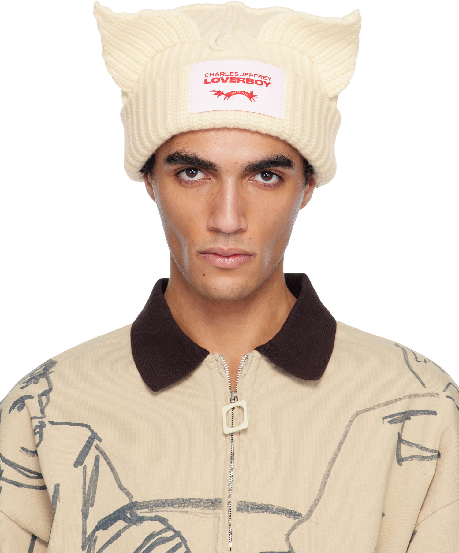 Шапка Charles Jeffrey Loverboy Charles Jeffrey LOVERBOY Chunky Ears Beanie Бежово | 052130101, 0