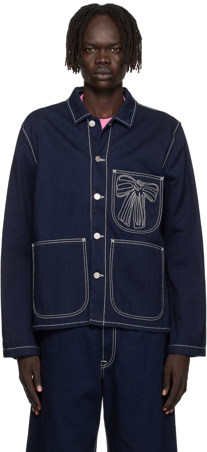 Яке Acne Studios Acne Studios Embroidered Denim Jacket Тъмно синьо | C90204-