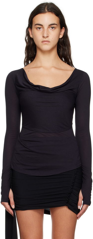 Тениска Helmut Lang Helmut Lang Cowl Neck Long Sleeve T-Shirt Черно | N06HW522, 0