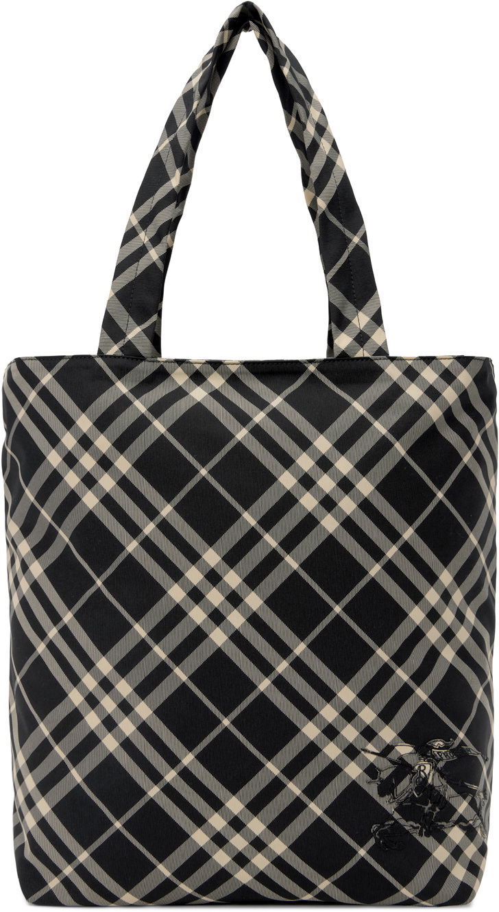 Голяма пазарска чанта Burberry Black Check Tote Черно | 8097720