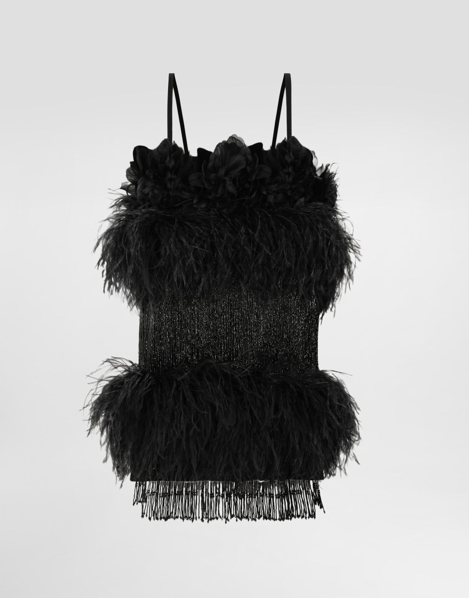 Потник Dolce & Gabbana Dolce & Gabbana Feather Embellished Satin Top Черно | F60FIZGDDI5N0000, 0