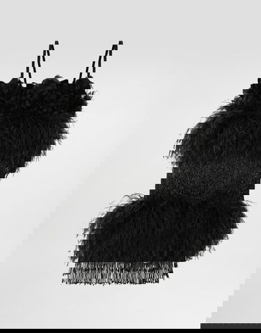 Потник Dolce & Gabbana Dolce & Gabbana Feather Embellished Satin Top Черно | F60FIZGDDI5N0000, 0