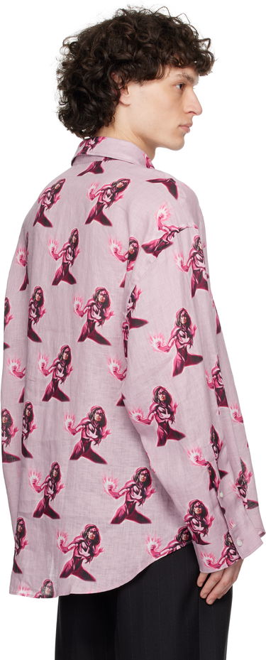 Риза Acne Studios Acne Studios Marvel Hero Print Linen Button-Down Shirt Розово | BB0624-, 2