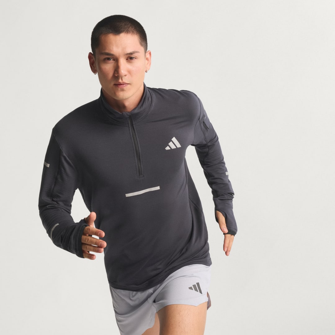 Суитчър adidas Performance Adi365 Climawarm+ Running Half-Zip Top Сиво | JP3843, 0