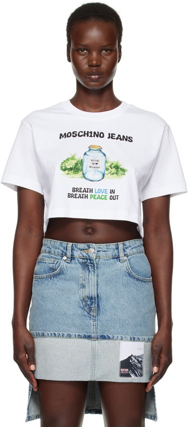 Пола Moschino Moschino Jeans Cotton Jersey Cropped T-Shirt Синьо | 251K10706, 0