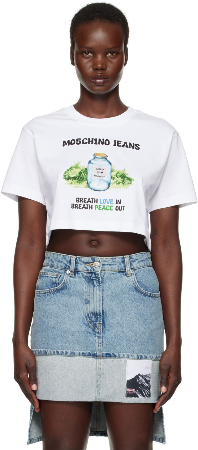 Moschino Jeans Cotton Jersey Cropped T-Shirt