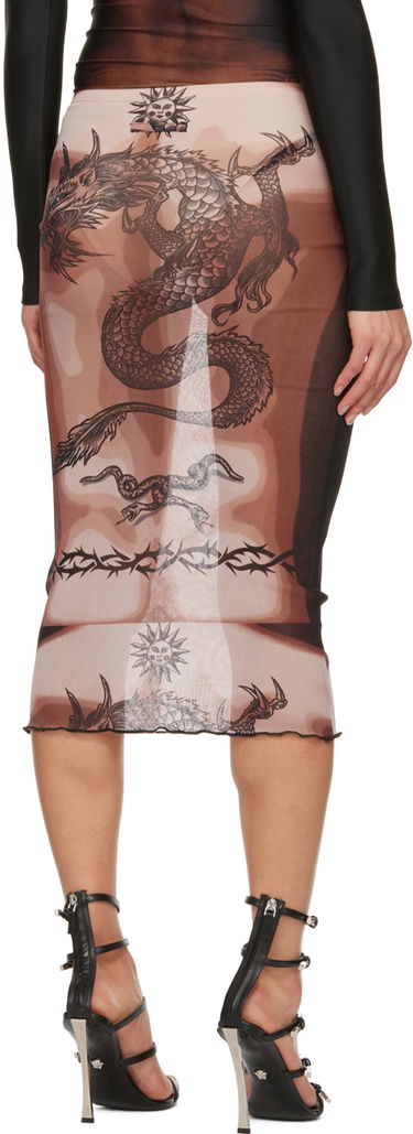 Пола Jean Paul Gaultier Jean Paul Gaultier 'Safe Sex Forever' Print Mesh Midi Skirt Кафяво | 23/15-F-JU065-T538-636000, 2