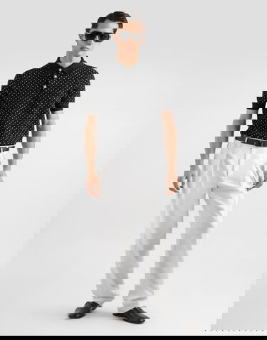 Поло тениска Dolce & Gabbana Micro-dot Stitch Knitted Polo Shirt with Pearl Buttons Черно | GXZ02ZJGMFBN0004, 1