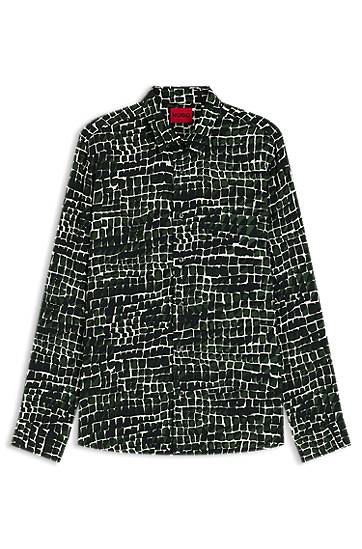 Риза BOSS Relaxed-Fit Abstract-Print Poplin Shirt Зелено | 50545358, 0