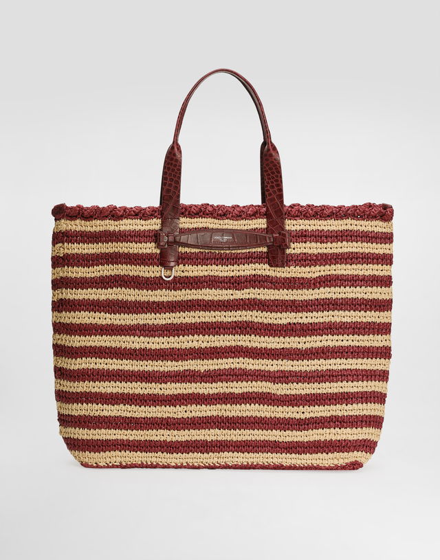 Dolce & Gabbana Raffia Striped Shopper Tote
