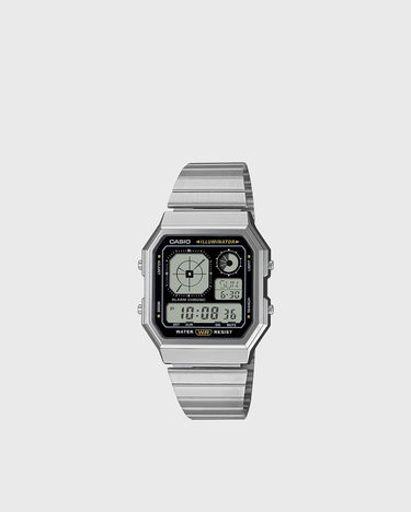 Часовник CASIO Illuminator Digital Alarm Chronograph Water Resistant Watch Металик | A130WE-1AEF, 0