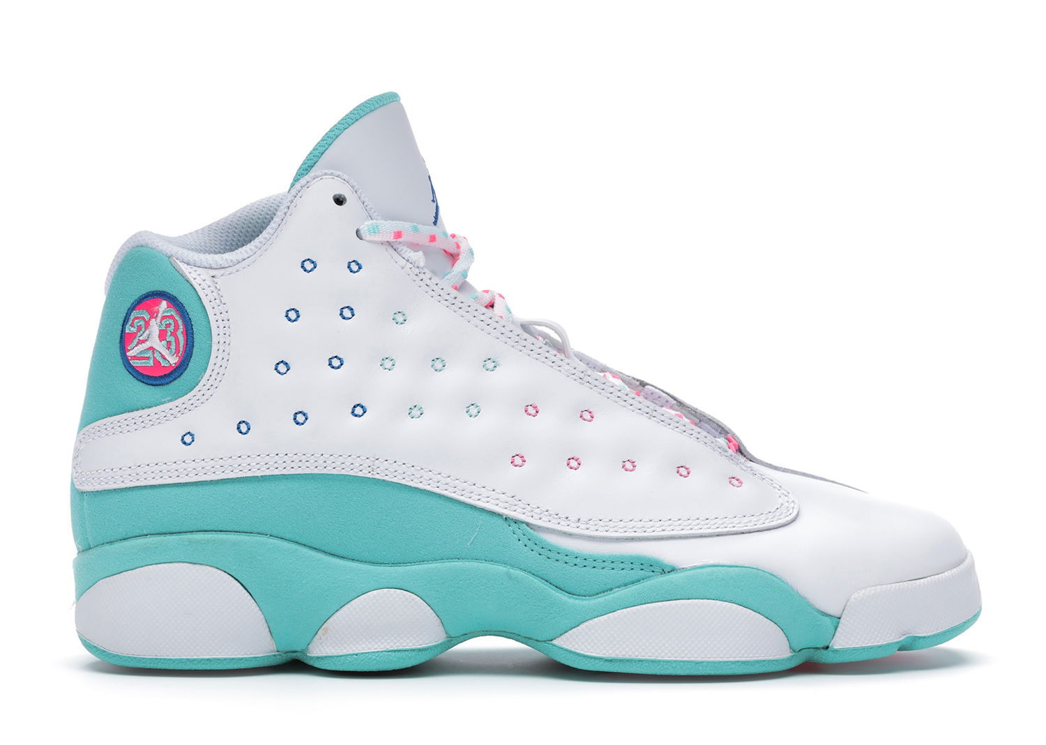 Кецове и обувки Jordan Jordan 13 Retro White Soar Green Pink (GS) Бяло | 439358-100, 0