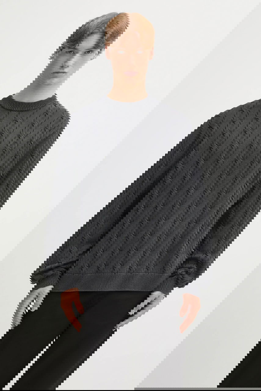 Пуловер Carhartt WIP Carter Cable Knit Cotton Sweater Сиво | I035179.89GD, 0