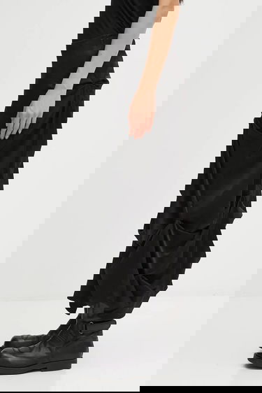 Пола GANNI Fluid Satin Jacquard Tuck Detail Long Midi Skirt Черно | W0997, 1