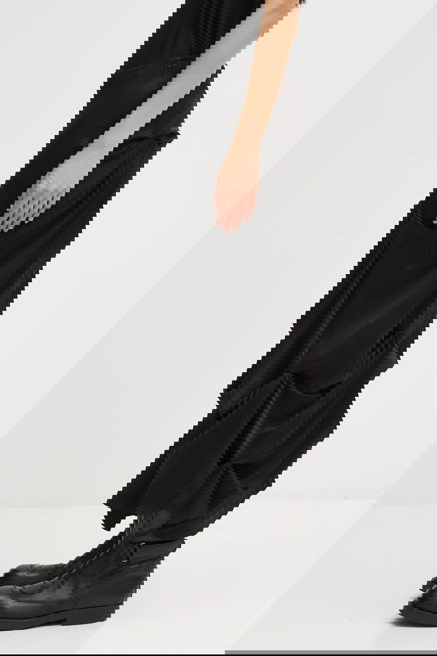 Пола GANNI Fluid Satin Jacquard Tuck Detail Long Midi Skirt Черно | W0997, 1