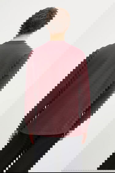 Тениска Carhartt WIP Cotton American Script Long-Sleeve T-Shirt with Embroidered Logo Бургунди | I029955.33KXX, 2