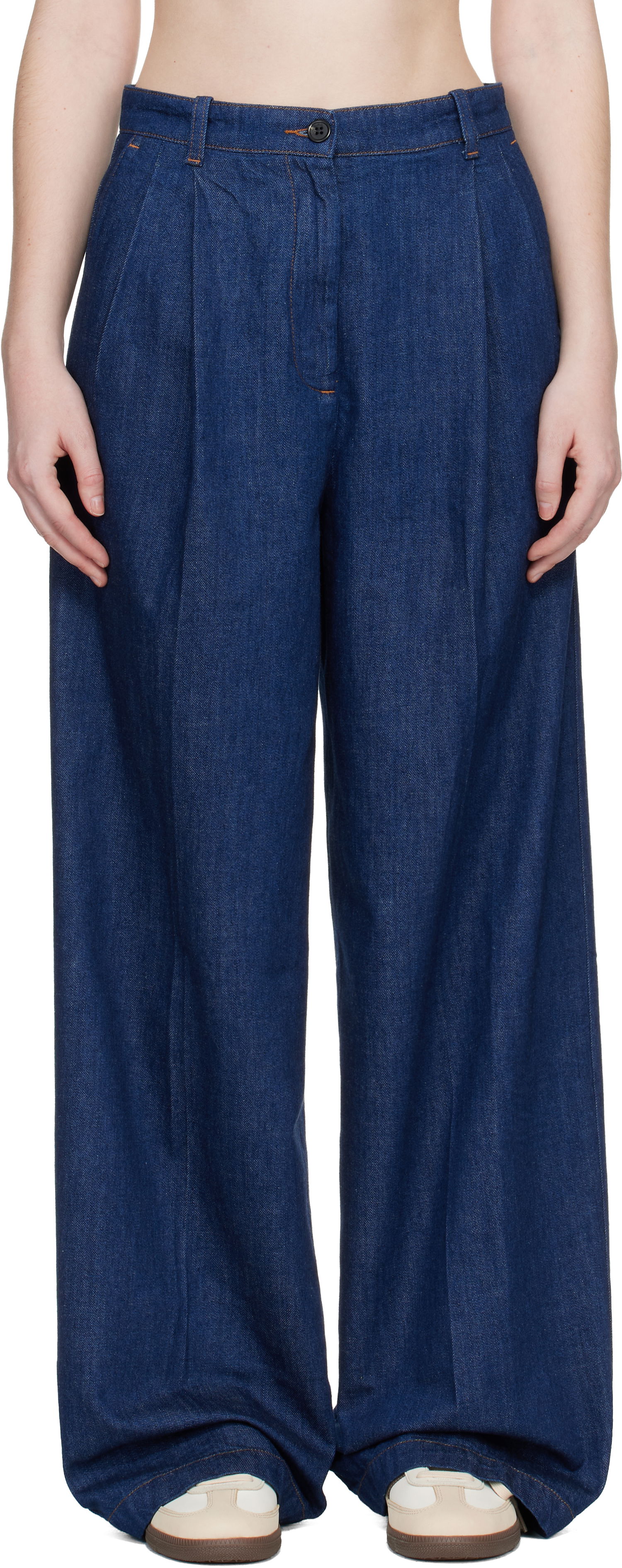 Дънки A.P.C. Pleated Wide-Leg Jeans Синьо | COHMJ-F08510, 0